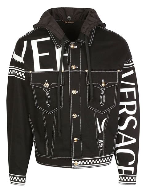 versace white jean jacket|Versace black denim jacket.